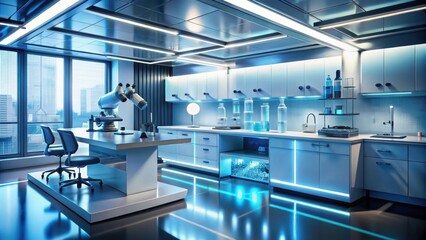Futuristic nanotechnology and microscopic science research in a laboratory setting , nano, technology, science