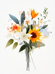 Captivating Floral Arrangement Botanical Garden Watercolor Illustration Vibrant Nature Close-up Artistic Expression