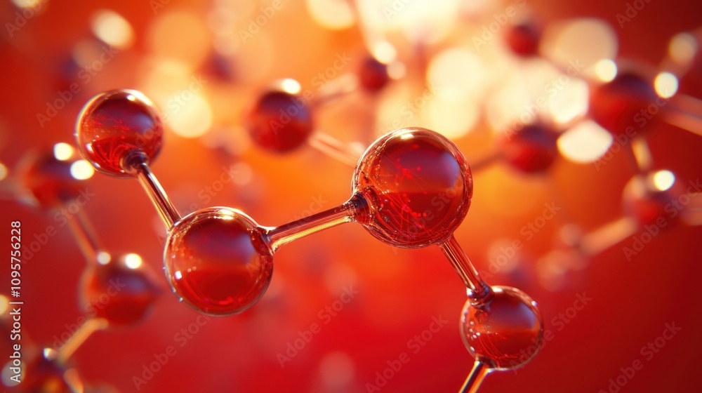 Leinwandbilder abstract representation of molecular structures in red tones, emphasizing scientific concepts.