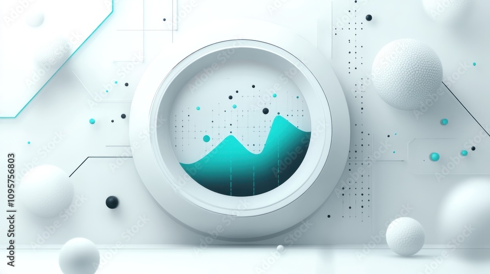 Poster Abstract design featuring data visualization elements and geometric shapes in a modern aesthetic.