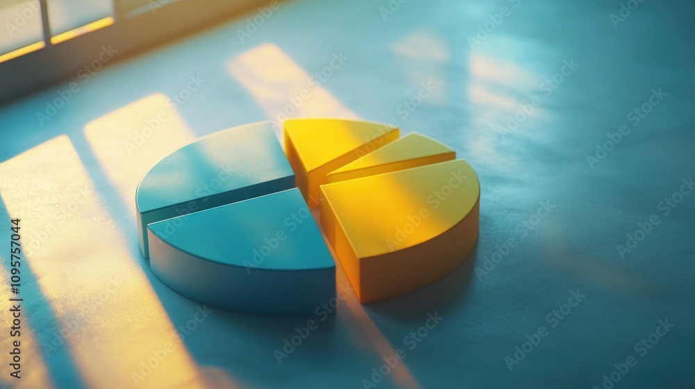 Aufkleber A colorful pie chart in a sunlit room, illustrating data representation.
