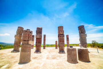 Pyramids and buildings in the archaeological zone of the Atlanteans, in Tula Hidalgo