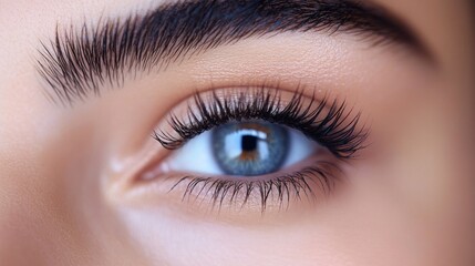 Obraz premium Close-up of a human eye showcasing intricate details and natural beauty.