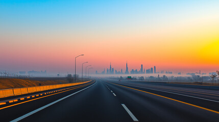 Empty express lane on highway during off-peak hours, symbolizing efficiency and opportunity in a calm, uncluttered environment.
