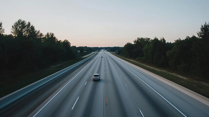 Empty express lane on highway during off-peak hours, symbolizing efficiency and opportunity in a calm, uncluttered environment.