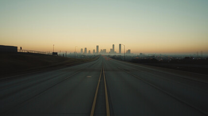 Fototapeta premium Empty express lane on highway during off-peak hours, symbolizing efficiency and opportunity in a calm, uncluttered environment.
