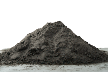 Mound of soil displayed from the side, focused sharply for textural detail.