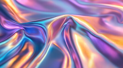 Fototapeta premium A smooth, colorful fabric with iridescent sheen and flowing texture.