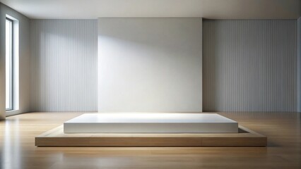 Fototapeta premium Empty room with a platform minimalist background for product presentation and object display. rendering, empty