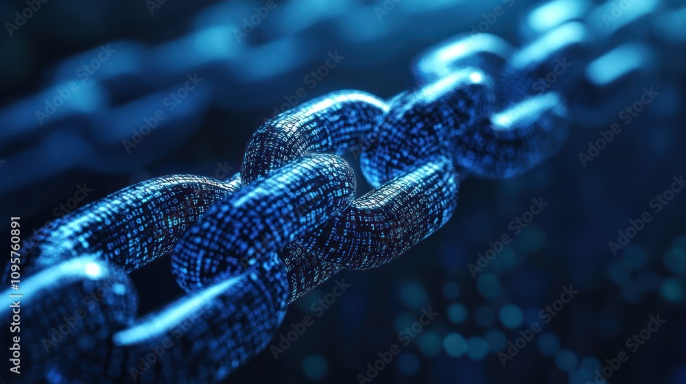 Aufkleber a close-up of a digital chain, symbolizing blockchain technology and connectivity.