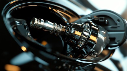 Close-up of car fuel filler nozzle.