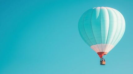 Obraz premium freedom movement and authentic, A serene hot air balloon floats in a clear blue sky, evoking a sense of adventure and tranquility.