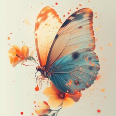 A vibrant butterfly perched on colorful flowers, showcasing nature's beauty and artistry.