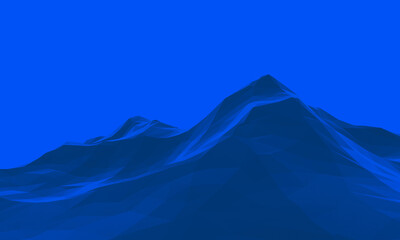 Low poly mountain. Blue landscape