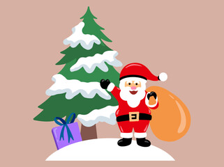 Merry Christmas Tree Santa Claus Background