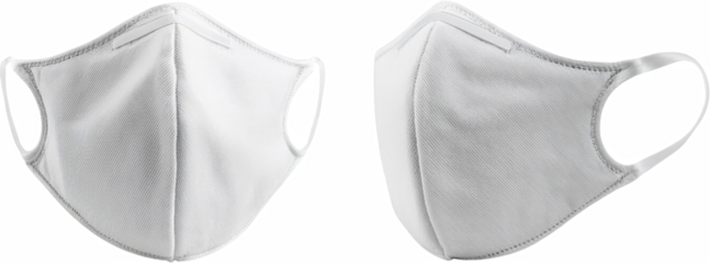 White Fabric Face Mask Protective Gear Double View