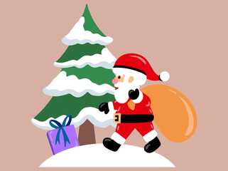 Santa Claus Christmas Tree Illustration