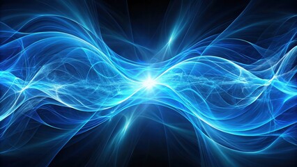 Obraz premium Fractal blue plasma waves abstract futuristic background, fractal, blue, plasma, waves, abstract