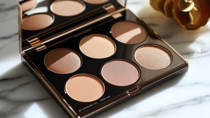 A makeup palette with six shades for contouring and highlighting.