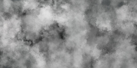 Abstract white and gray isolated cloud cumulus clouds. Gray aquarelle painted realistic fog or mist smoky textured canvas design. White and ash messy wall stucco texture background.