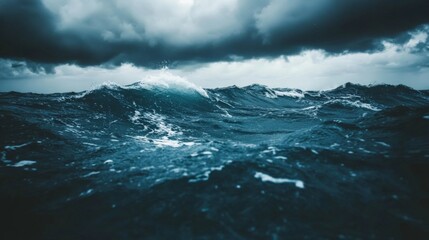 Fototapeta premium Dramatic Stormy Sea with Dark Clouds Overhead