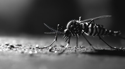 Fototapeta premium Close-up monochrome mosquito. (1)