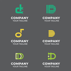 d alphabet letter Corporate business company marketing logo design elegant and badge design collection  vector logo