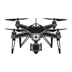 Bomber Drone Silhouette Vector Illustration on White Background