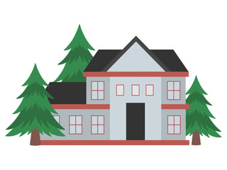 Modern Cute House Background Illustration