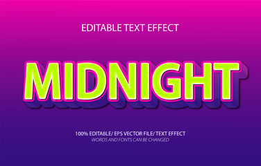 Midnight editable text effect, 3D editable text template.