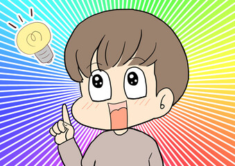 アイディアをひらめいた男性