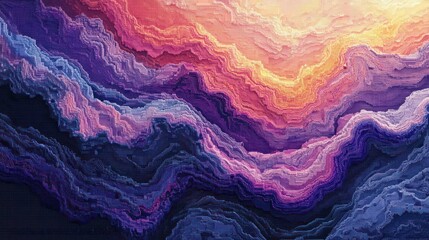 Fototapeta premium Abstract landscape with vibrant waves of color blending in a serene atmosphere.