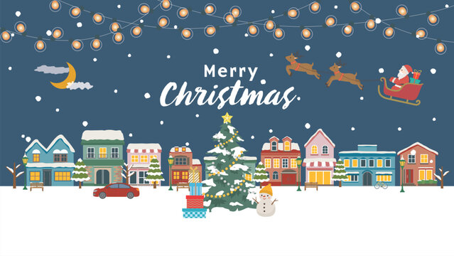 クリスマスの街並み　クリスマスツリー（フルHD 16:9サイズ）