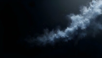 Obraz premium luxury black and deep blue gradient background with powder particles dispersing in a wave-like motion.