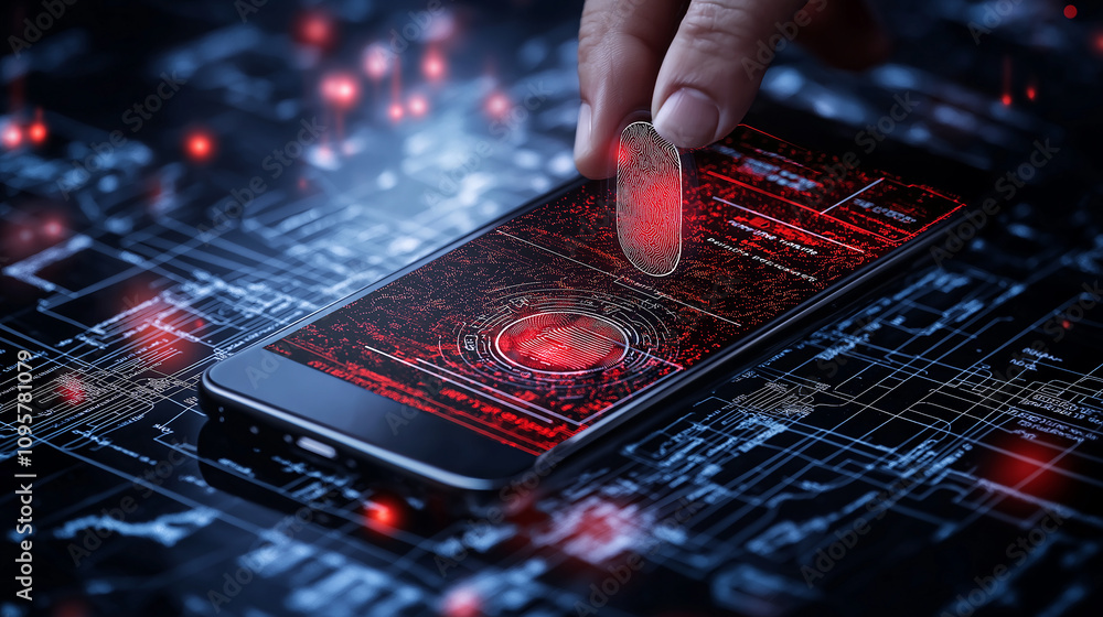 Aufkleber smartphone with digital identity verification and fingerprint scanning