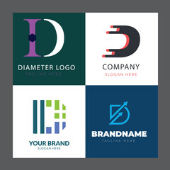 d alphabet letter Corporate business company marketing logo design elegant and badge design collection  vector logo
