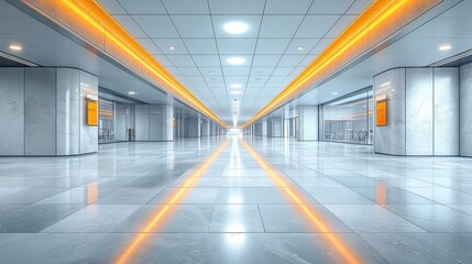 Modern Architectural Corridor: A Stunning Perspective of Clean Lines and Bright Lighting