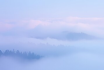 Fototapeta premium Fog's Mystery A landscape shrouded in holographic fog with subtl