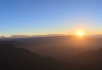 Mountain Range at Dawn A panoramic view of a mountain range at d