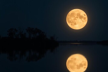 Fototapeta premium Reflective Supermoon Reflecting light like a polished mirror