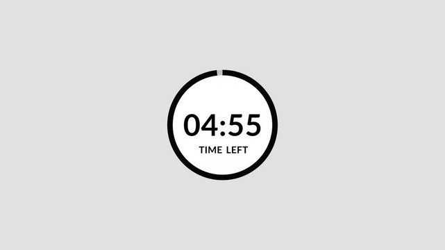 5 minutes circle countdown animation timer, 5 minutes countdown timer, five minute timer animated.