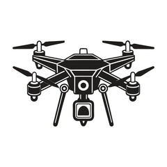 Military Drone Silhouette Vector Illustration on White Background