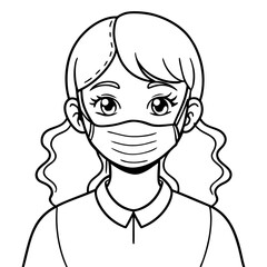 girl wearing a medical mask-