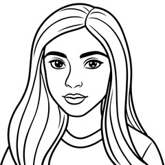 girl with beautiful straight hair illustration