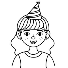 , girl with party hat illustration