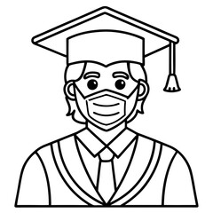 graduate student wearing mask illustration