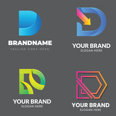 d alphabet letter Corporate business company marketing logo design elegant and badge design collection  vector logo