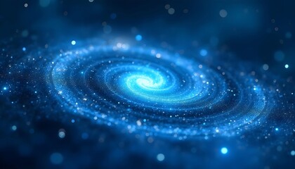 The abstract pattern of rotating blue and black lines,