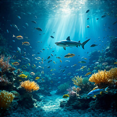 Fototapeta premium school of fish in aquarium