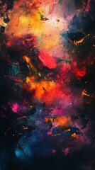 Fototapeta premium Vibrant Abstract Mobile Wallpaper With Colorful Explosions of Paint and Texture. Generative AI